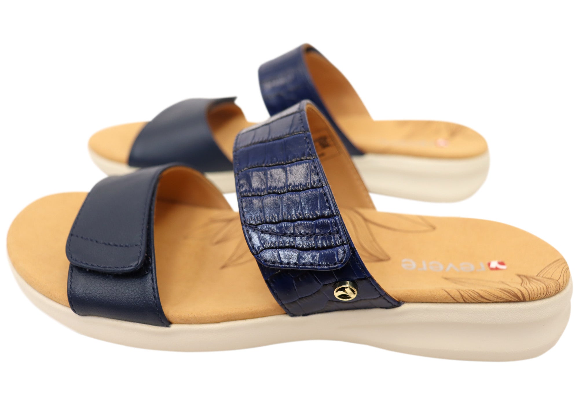 Revere Seaside Women's Comfortable Supportive Leather Slide Sandals - Perfect for Beach, Pool & Summer Casual Wear