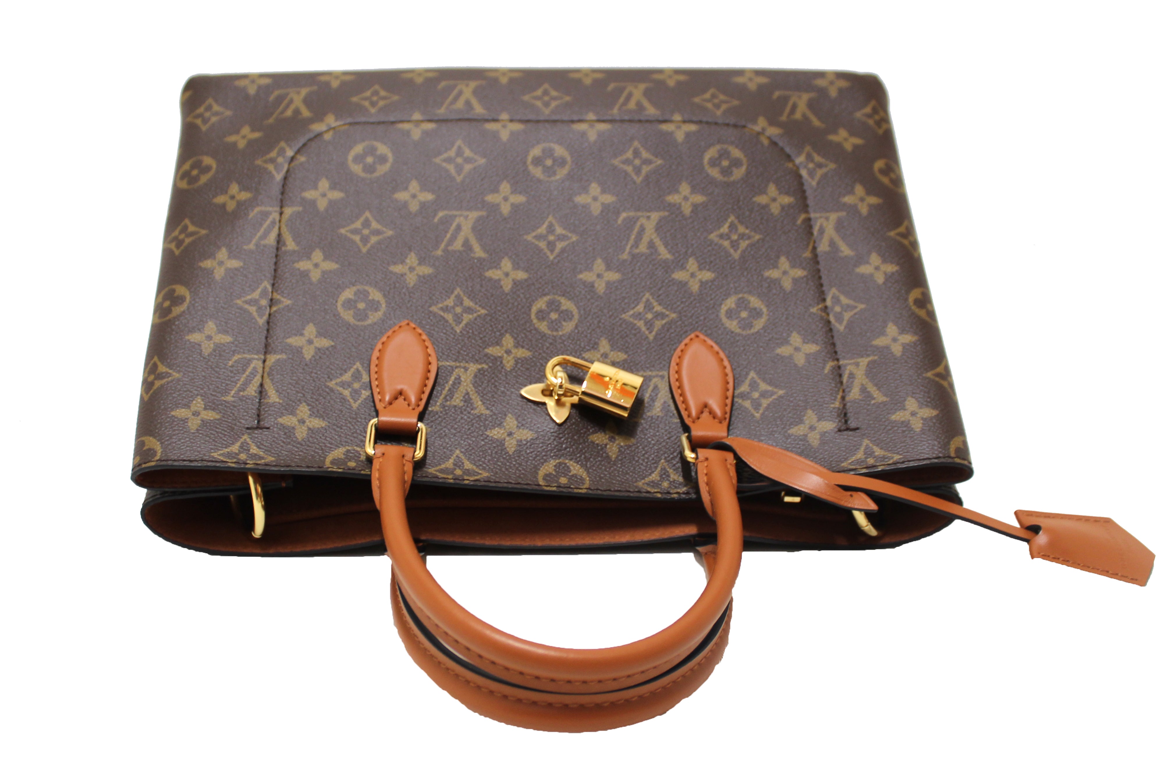 Authentic Louis Vuitton Monogram Flower Tote Bag - Luxury Caramel Leather Shoulder Bag for Women, Perfect for Work, Travel & Everyday Use