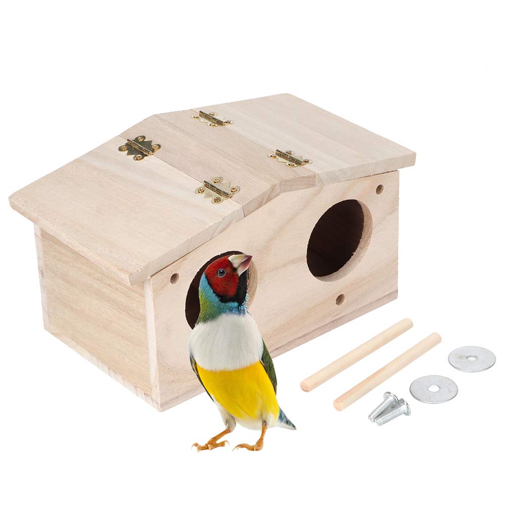 BORDSTRACT Wooden Bird Nest House - Outdoor Parakeet Breeding Box, Natural Birdhouse for Parrots, Swallows & Small Birds | Garden Decor, Aviary Accessories & Backyard Wildlife Habitat