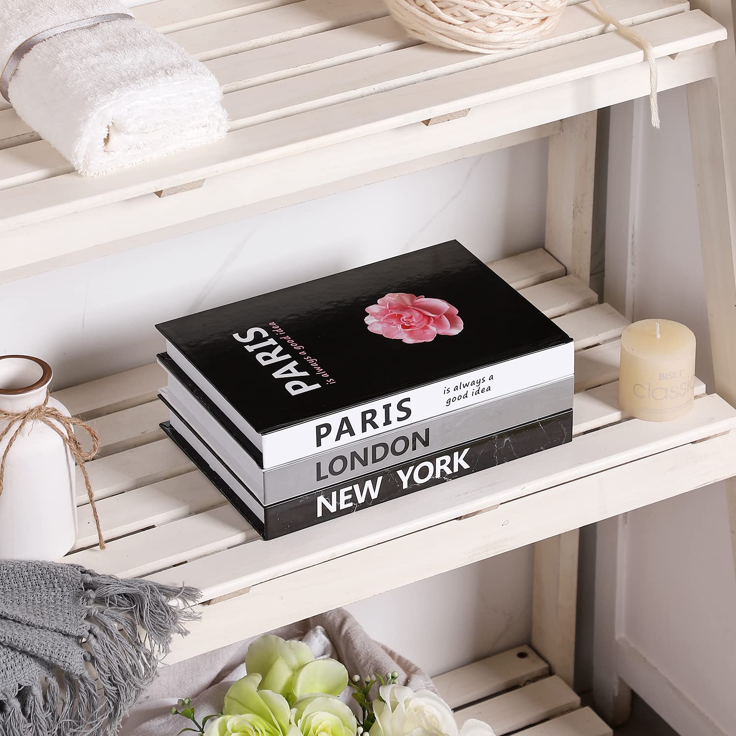 Faux Books Decor Set - 3 Pcs Coffee Table Books for Living Room Shelf & Home Decor (Pink) - Perfect for Stylish Interior Design