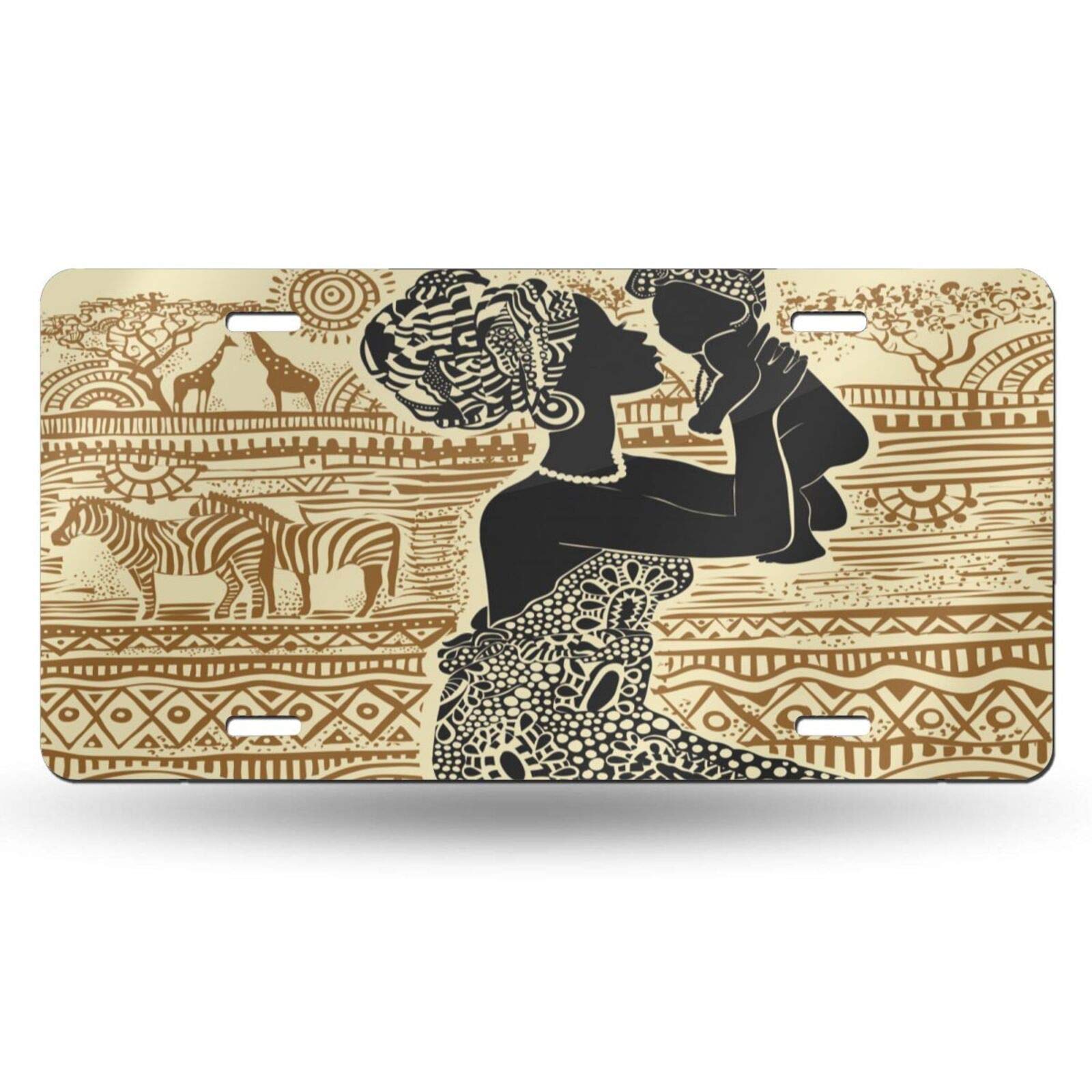 African Woman Decorative Car Front License Plate - 6x12 Inch Novelty Aluminum Vanity Tag for Men, Women & Kids | Unique Auto Accessory for Cars, Trucks & SUVs | Perfect for Gifts, Car Shows & Personalization