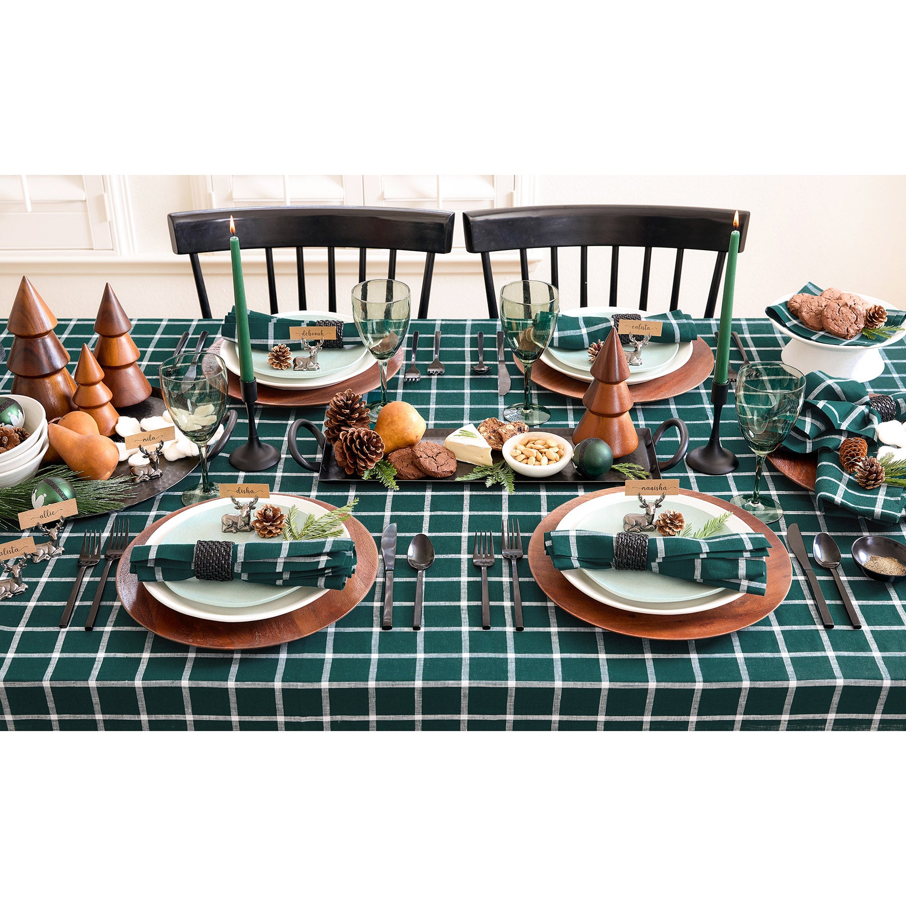 Elegant Windowpane Napkins Set of 4 - Premium Linen Dinner Napkins for Formal Dining, Parties & Holiday Gatherings