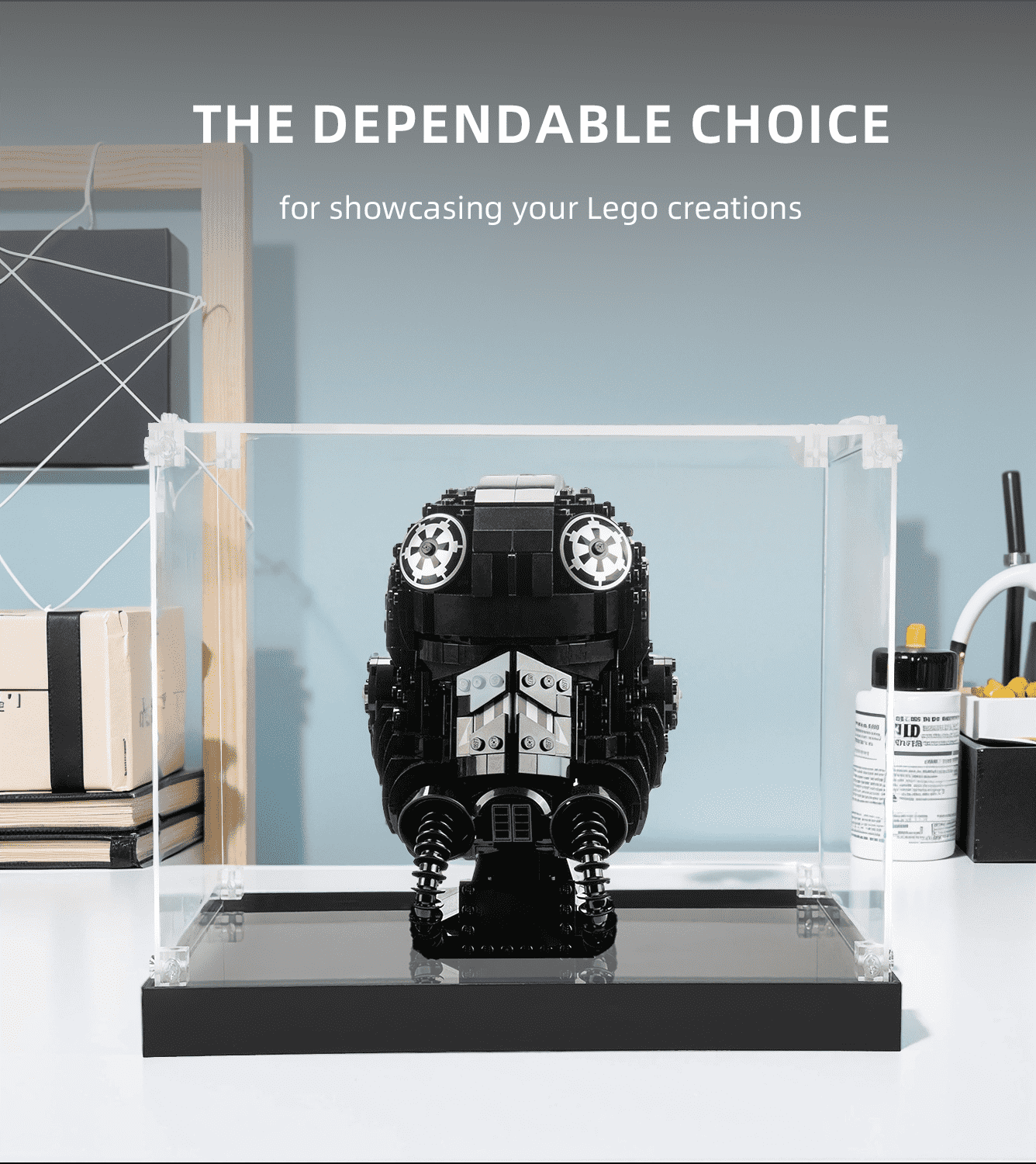 Lego Star Wars TIE Fighter Pilot Helmet 75274 Display Case - Premium Acrylic Showcase for Collectible Minifigure Headgear | Perfect for Home Decor, Office Display & Gift for Star Wars Fans