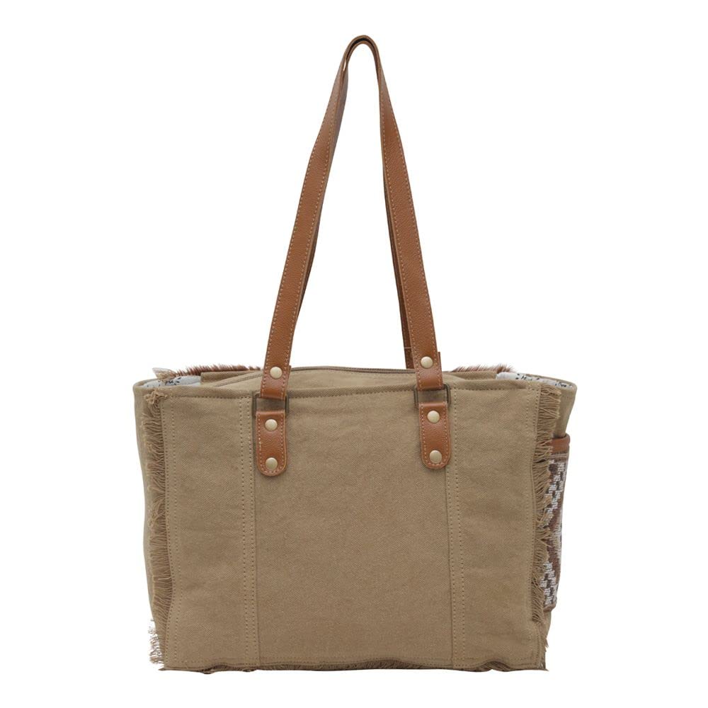 Myra Bag Western Style Canvas Tote Bag for Women - Cotton & Upcycled Leather Shoulder Weekender Bag - Perfect for Travel, Shopping & Daily Use