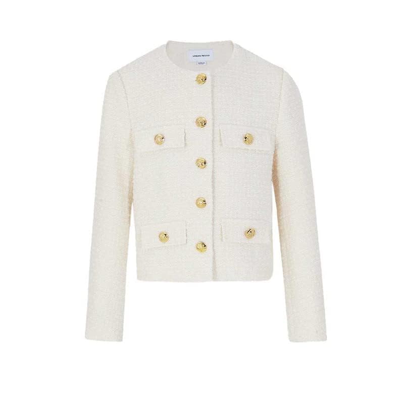 Women's Cropped Tweed Blazer Jacket - 2025 Fall Winter Business Casual Suit Coat with Long Sleeves | Perfect for Office Work, Business Meetings & Smart Casual Outfits