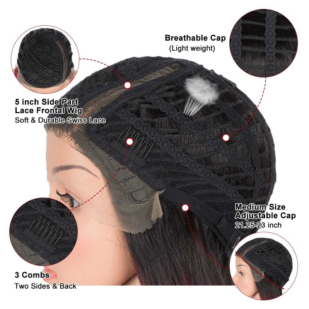Ombre Brown Straight Lace Front Wigs 16 Inch - 150% Density 9A Brazilian Virgin Human Hair with Baby Hair for Black Women | Silky Smooth Remy Hair Wig in TT1B/30 Color | Perfect for Daily Wear, Parties, Weddings & Special Occasions