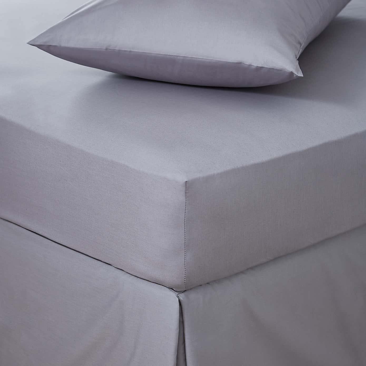 Premium 100% Cotton Percale Bed Sheets Set - Soft & Breathable Grey Bedding for Comfortable Sleep - Perfect for Master Bedroom, Guest Room & Hotel Use