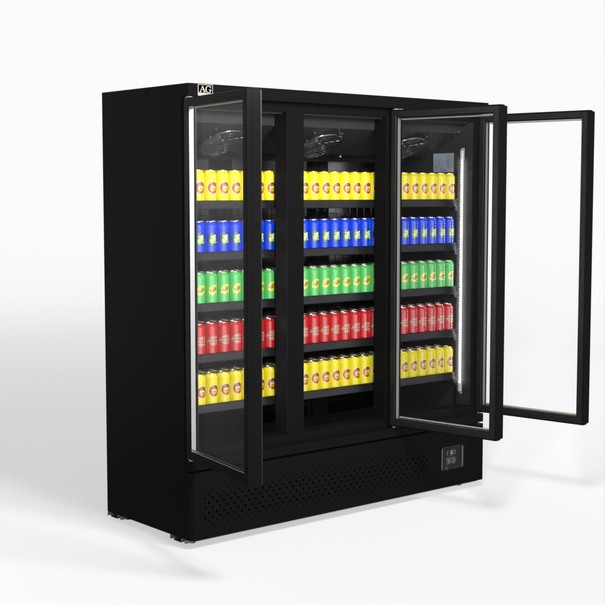 AG Supermarket 3 Glass Door Commercial Upright Display Refrigerator 1539L - Perfect for Grocery Stores, Restaurants & Convenience Shops