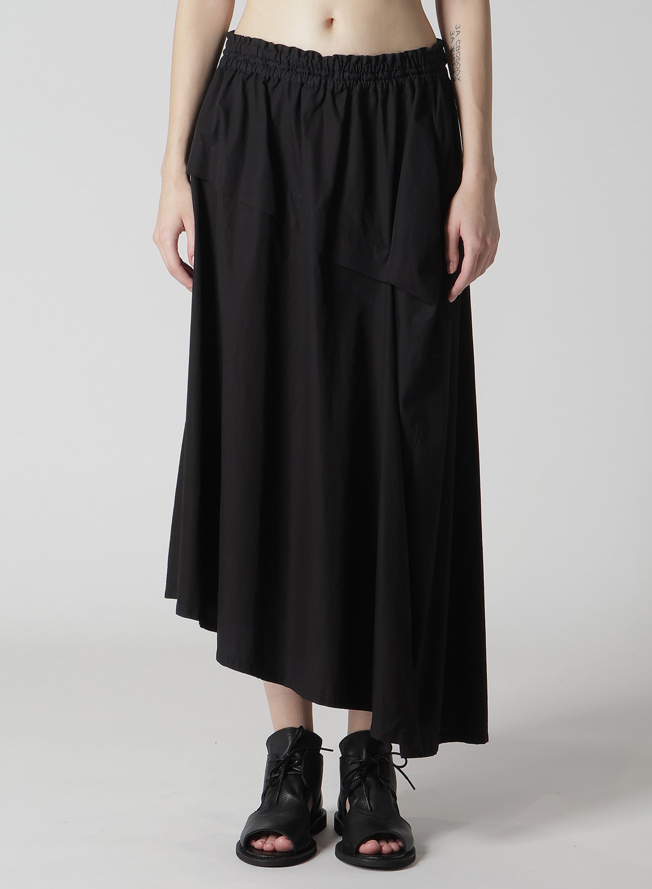 Women's Cotton Broadcloth Asymmetrical Skirt with Right Tuck - Breathable Summer Dress for Casual Outings & Beach Vacations