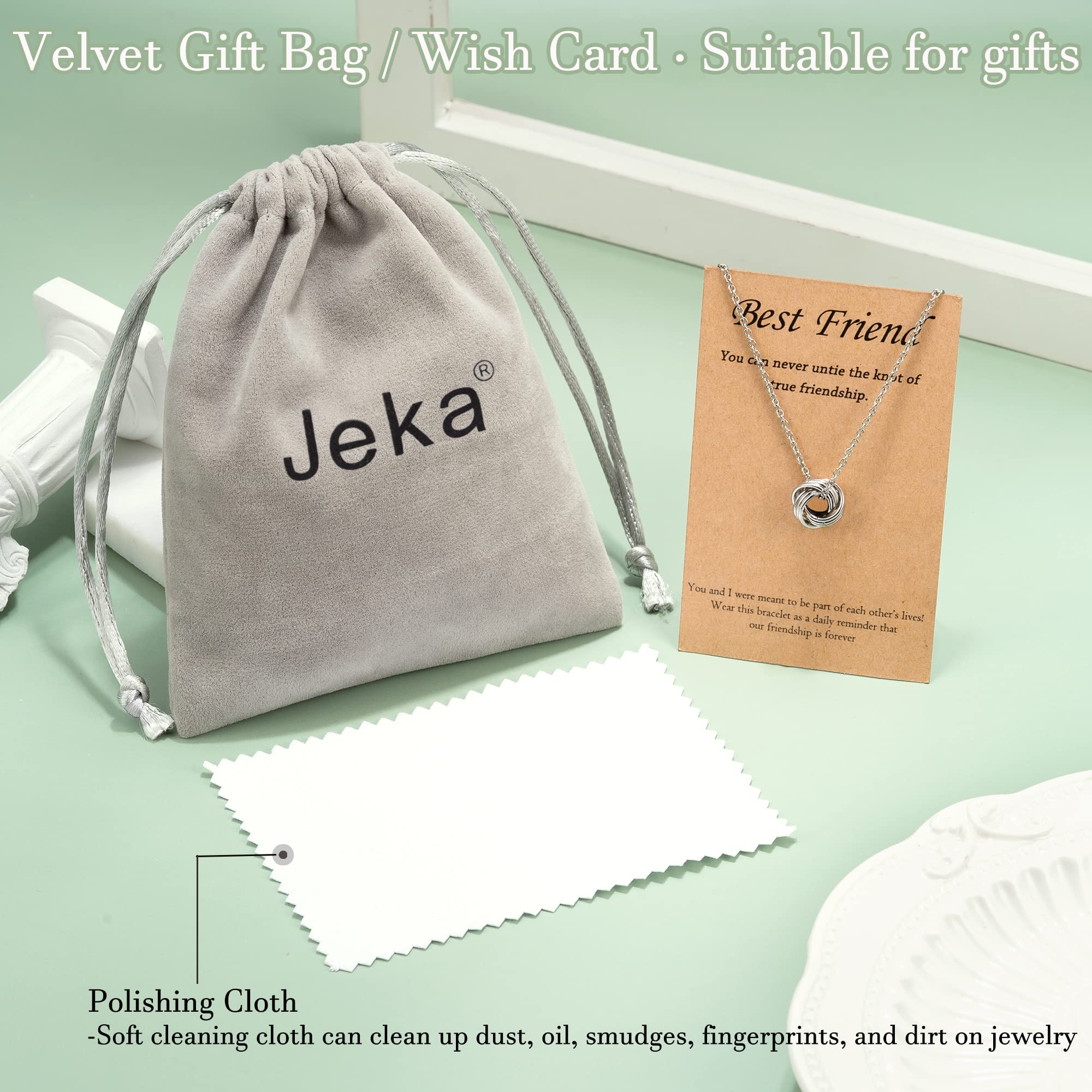 Jeka Best Friend Eternity Knot Necklace - Sterling Silver Friendship Jewelry Gift for Women & Girls | Birthday, Anniversary, Valentine's Day Present | Perfect for Bridesmaids, BFFs & Special Occasions