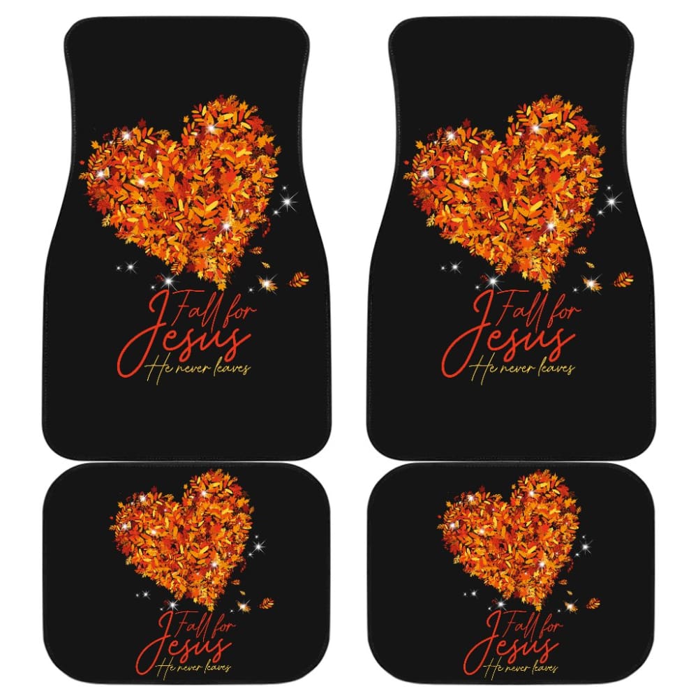 Fall For Jesus He Never Leaves Car Floor Mats - Non-Slip Custom Fit Auto Floor Liners for SUVs, Trucks & Cars - Perfect for Church, Daily Commute & Road Trips