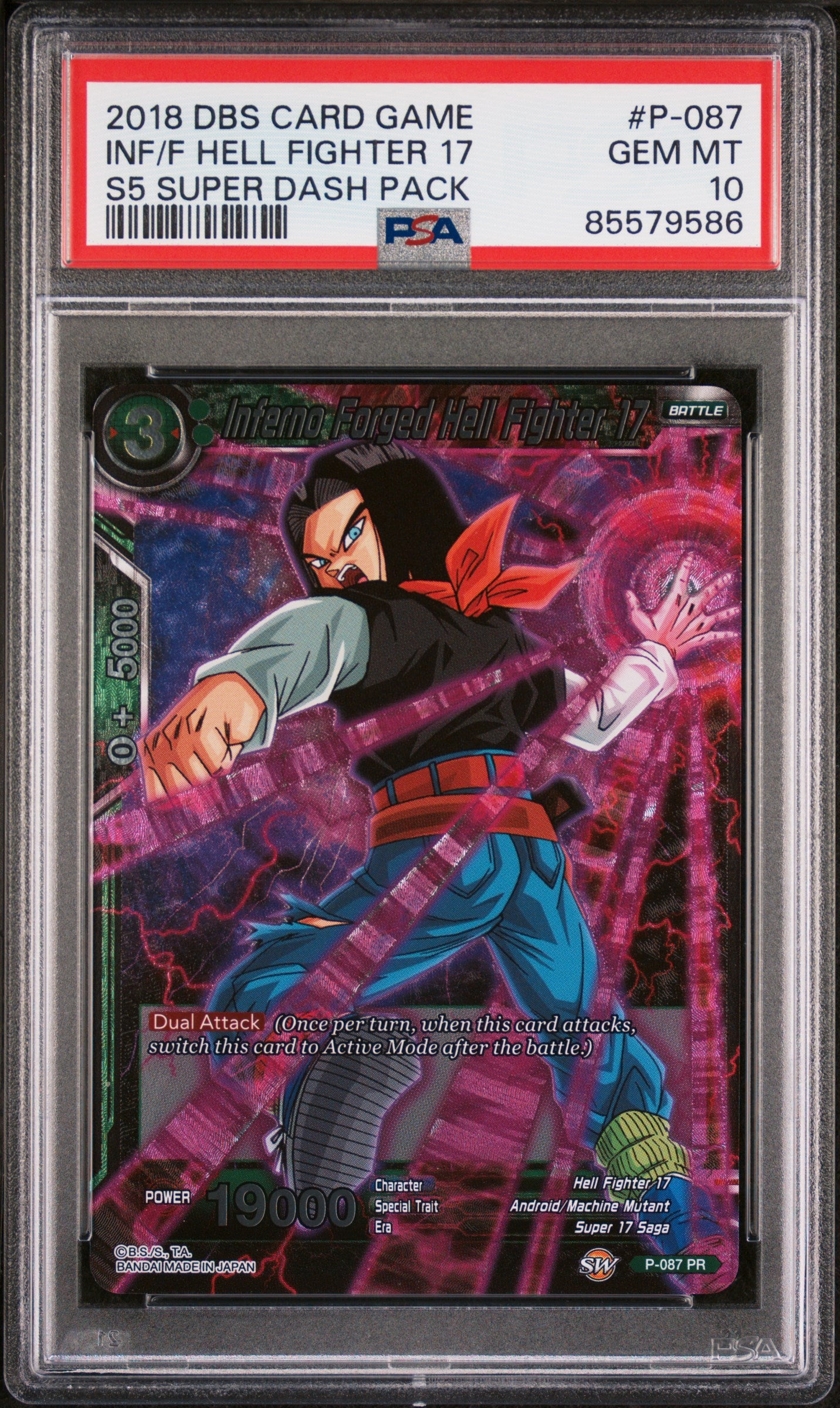Dragon Ball Super Super Dash Infernal Fighter 17 #P 087 PSA 10 Graded Card - Perfect for Collectors, Anime Fans & Investment - Display in Home Office or Gaming Room