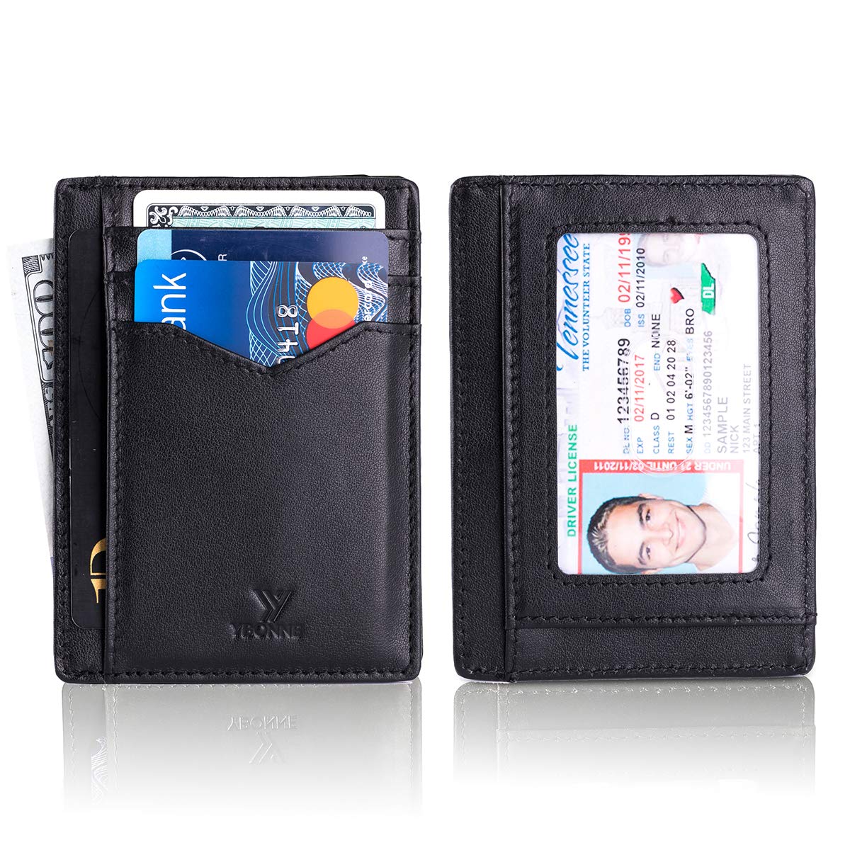 Slim RFID Blocking Front Pocket Wallet for Men & Women - Genuine Leather Card Holder (Black) | Perfect for Travel, Work & Everyday Use