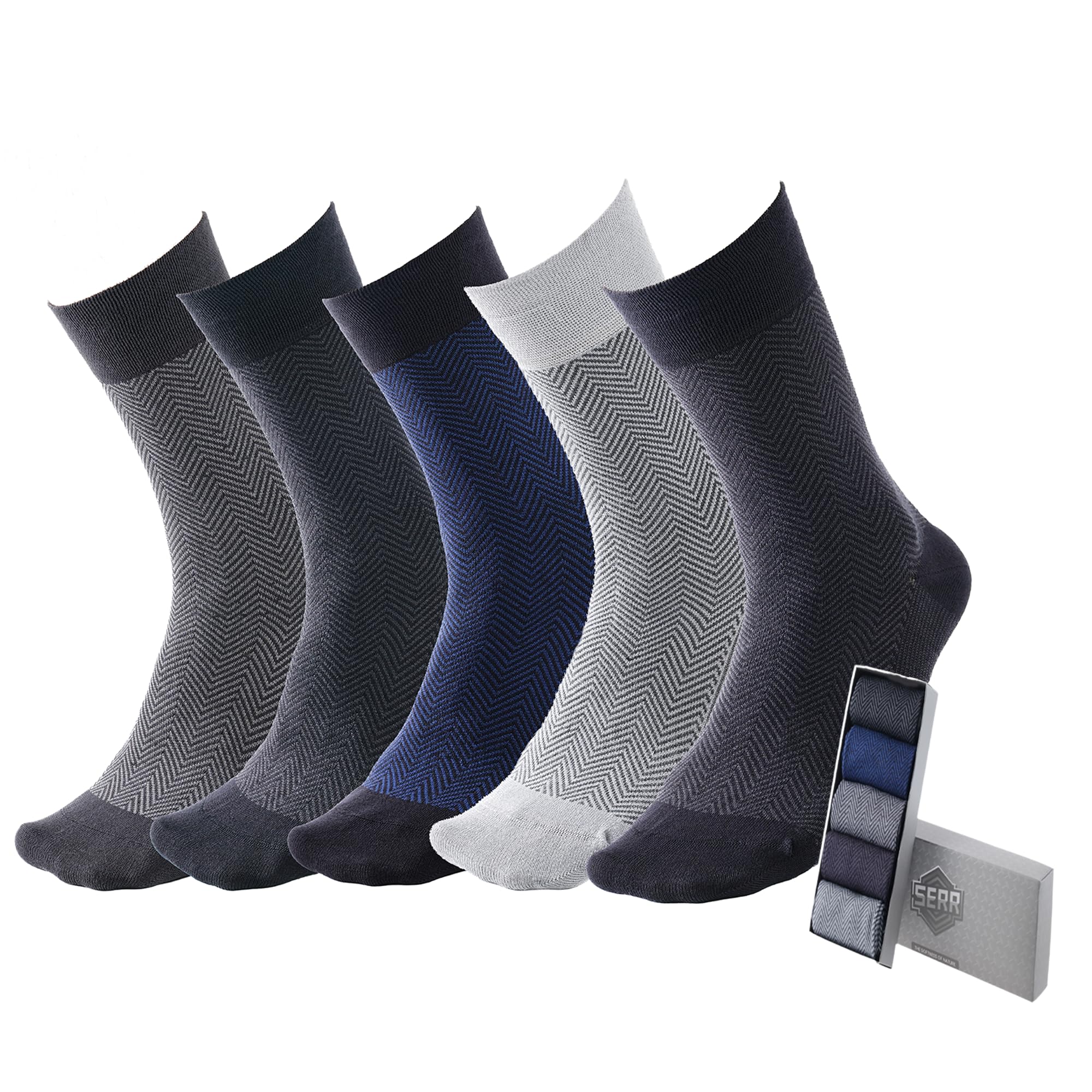 Premium Men's Dress Socks - 5 Pairs Rayon Bamboo Crew Socks for Business & Casual Wear - Breathable Comfort Socks with Gift Box - Ideal for Office, Weddings & Daily Use - Perfect Gift for Men