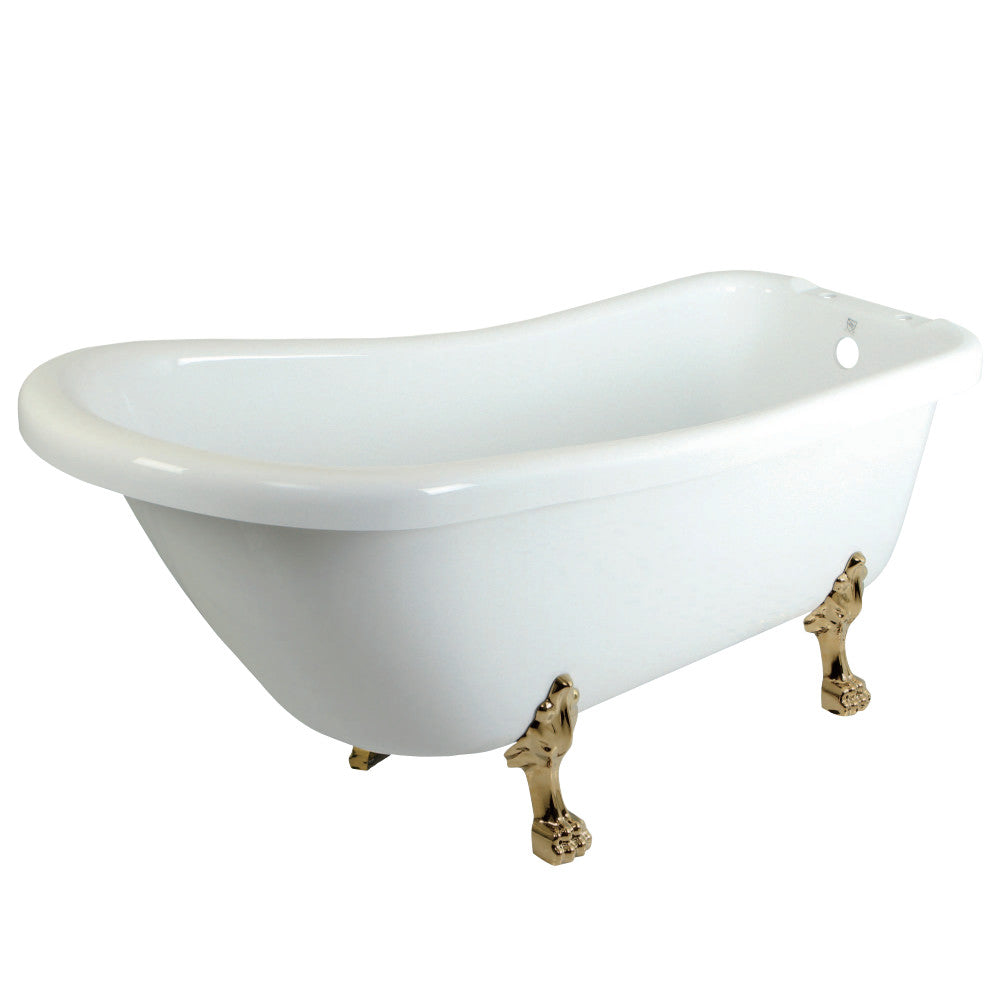 Aqua Eden 67-Inch Acrylic Single Slipper Clawfoot Bathtub with 7-Inch Faucet Holes - White & Oil Rubbed Bronze Finish | Vintage Style Freestanding Tub for Bathroom Remodel & Spa-Like Relaxation
