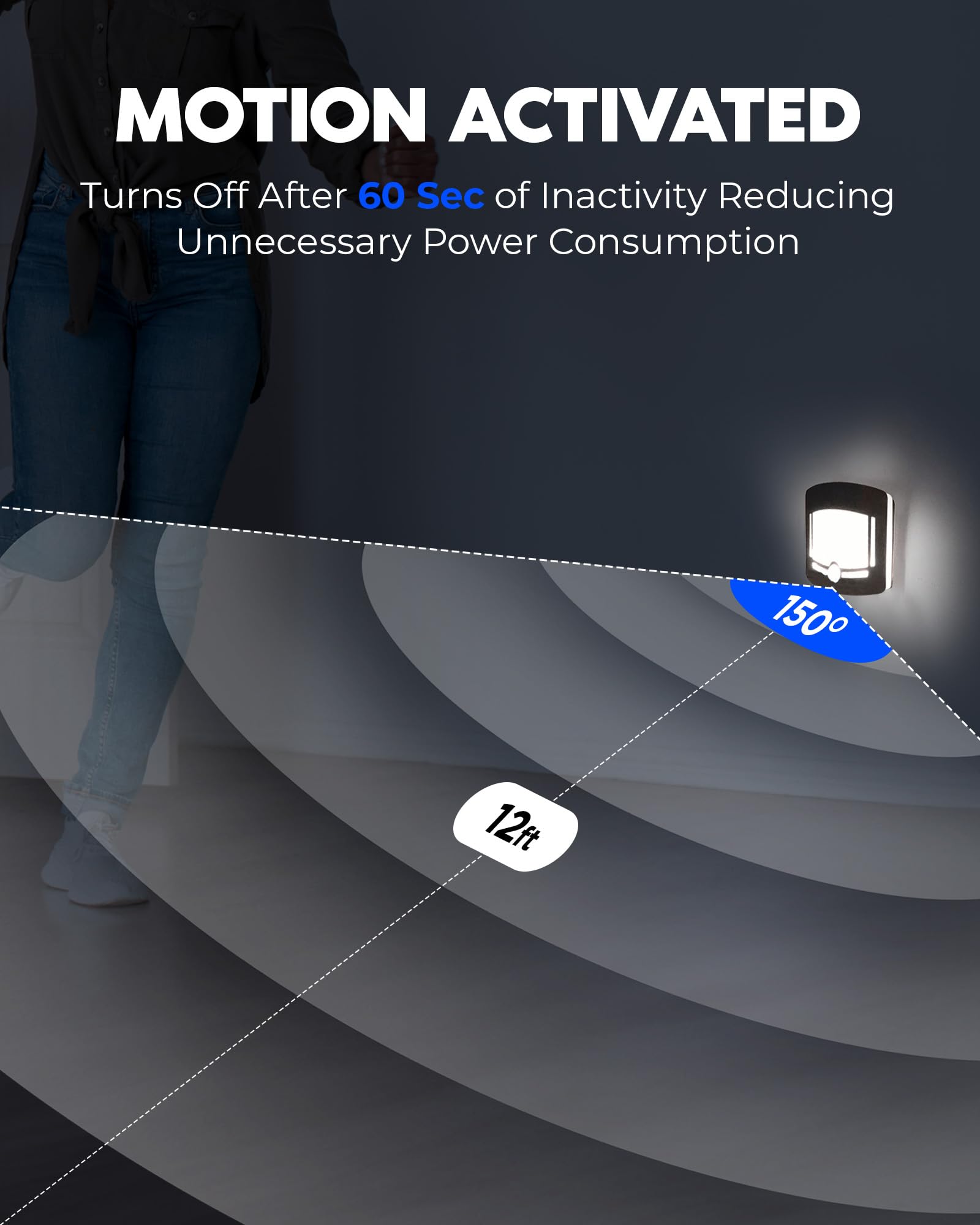 Motion Sensor Wireless LED Lights - 2 Pack Motion Activated Touchless Dimming Control Stick-On Lights for Closet, Stairs, Hallway, Bathroom, Bedroom & Kitchen - Perfect for Nighttime Safety & Convenience - AS SEEN ON TV