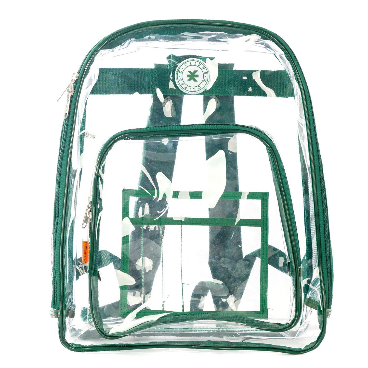 Heavy Duty Clear Backpack - Transparent School Bag with Large Capacity, See Through Security Work Bag for Students & Professionals | Perfect for School, Work, Travel & Stadium Events (Green)