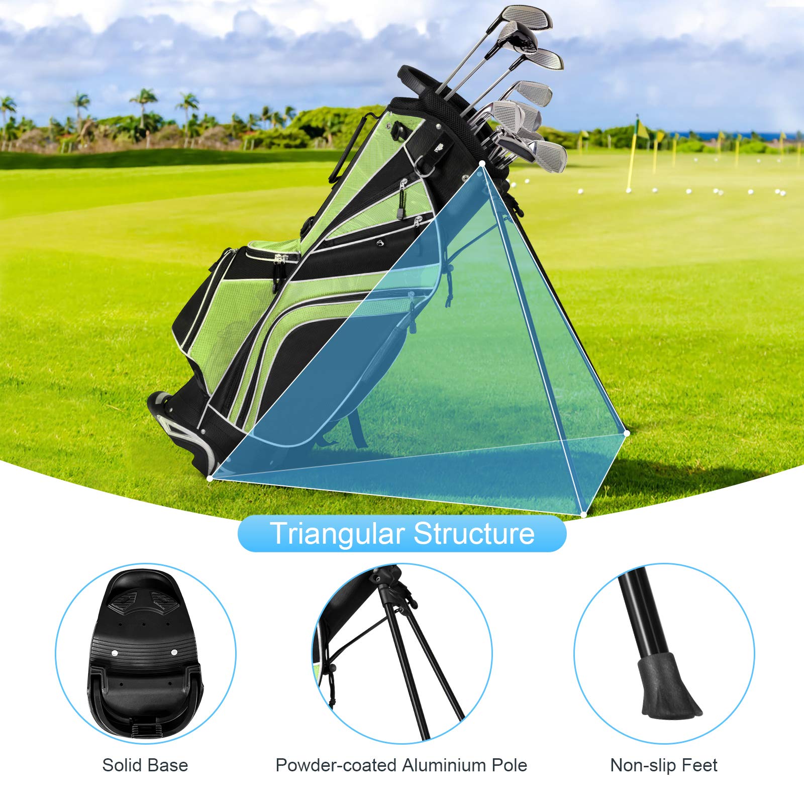 **Tangkula Lightweight Golf Stand Bag - 6-Way Top Dividers, Adjustable Dual Strap, 8 Pockets & Waterproof Rain Hood - Portable Golf Bag for Men & Women - Perfect for Driving Range, Course & Travel**
