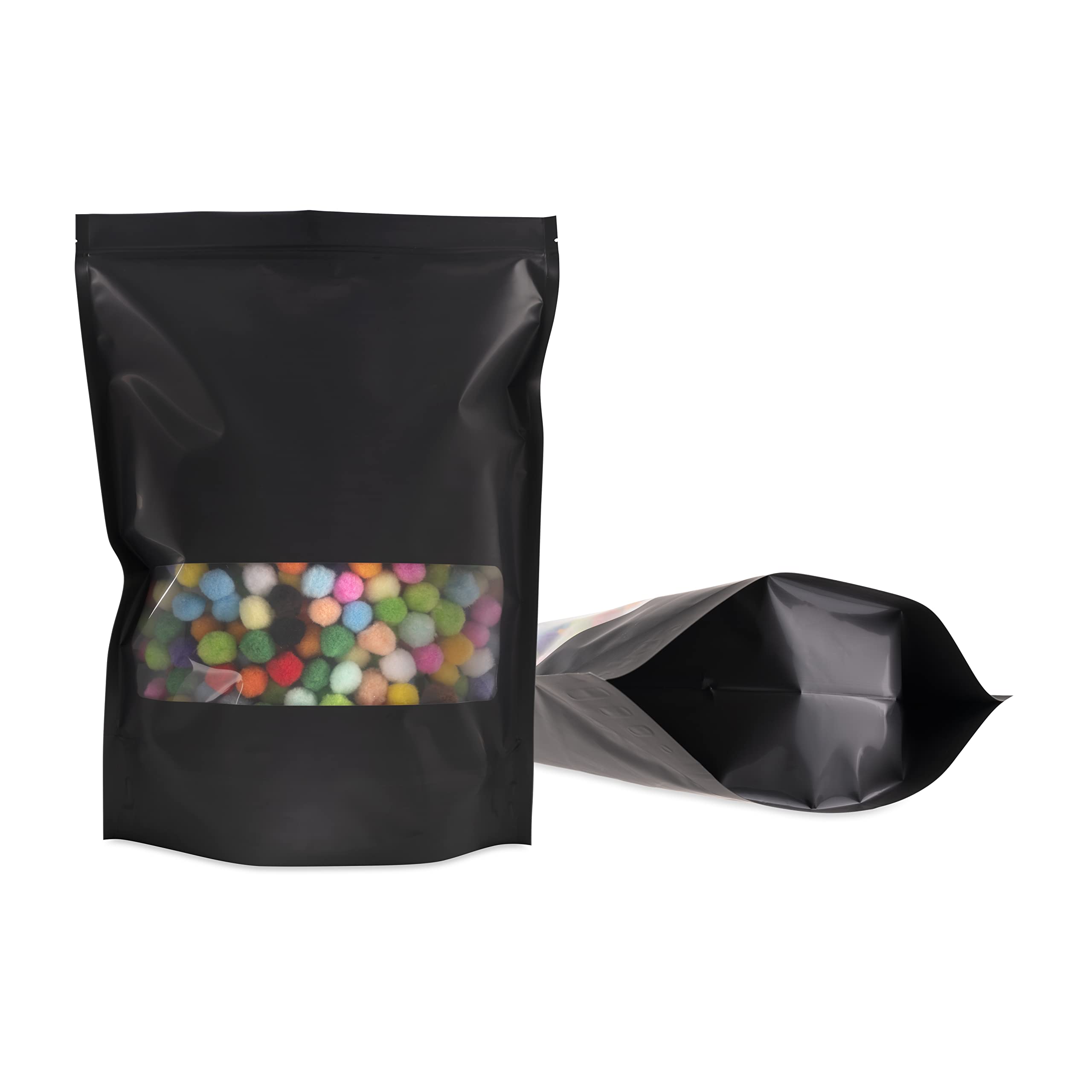 Premium Smell Proof Mylar Bags - 100 Count 6mil Thick Food Storage Bags with Resealable Zipper - Airtight Packaging for Cannabis, Coffee, Tea & Dry Goods (Black/Clear) - Ideal for Home Kitchen & Commercial Use