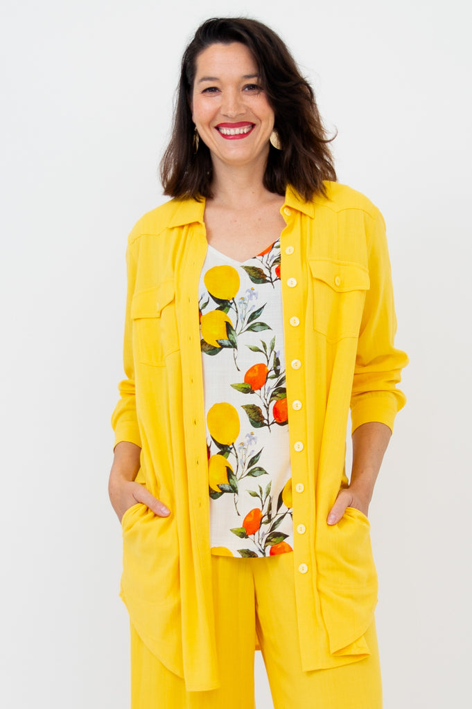 Jules Blouse - Stylish Wallflower Print Linen Bamboo Blend Women's Top for Casual Wear & Summer Outfits