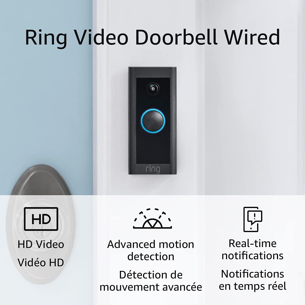 Ring Stick Up Cam Battery & Video Doorbell Wired - Black for Home Security