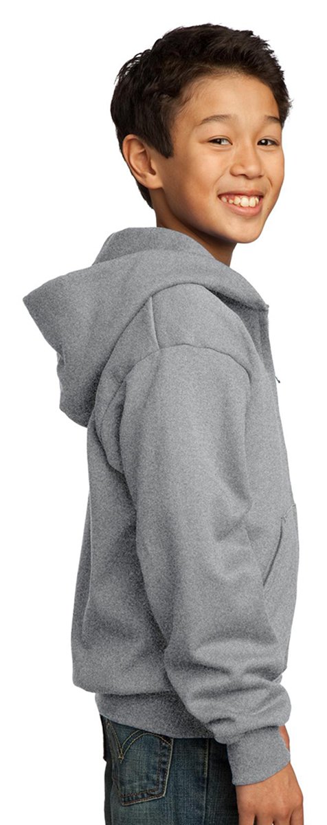 Port & Company PC90ZH Full-Zip Hooded Sweatshirt for Men & Women | Soft Cotton Blend Fleece Pullover | Charcoal Grey | Size Large | Perfect for Casual Wear, Gym & Outdoor Activities