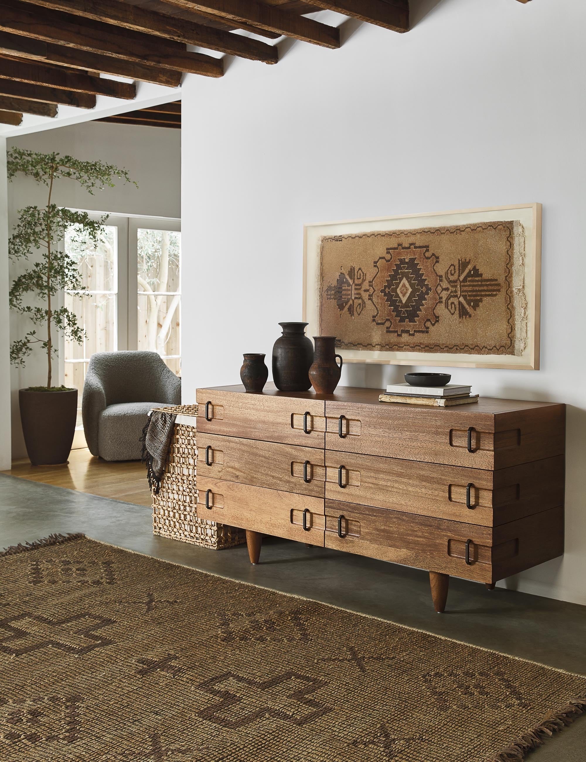 Modern 6-Drawer Wooden Dresser - Stylish Storage for Bedroom, Living Room & Closet Organization | Perfect for Home Decor & Space Saving