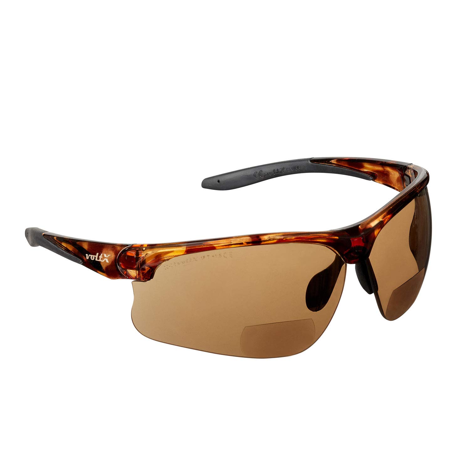 VoltX 'CONSTRUCTOR ULTIMATE' Bifocal Reading Safety Glasses - Tortoise Frame with Gold Mirror Lens +2.0 Diopter - CE EN166FT Certified Anti-Fog UV400 Protection - Premium Cycling & Sports Eyewear for Construction, Woodworking, and Outdoor Activities