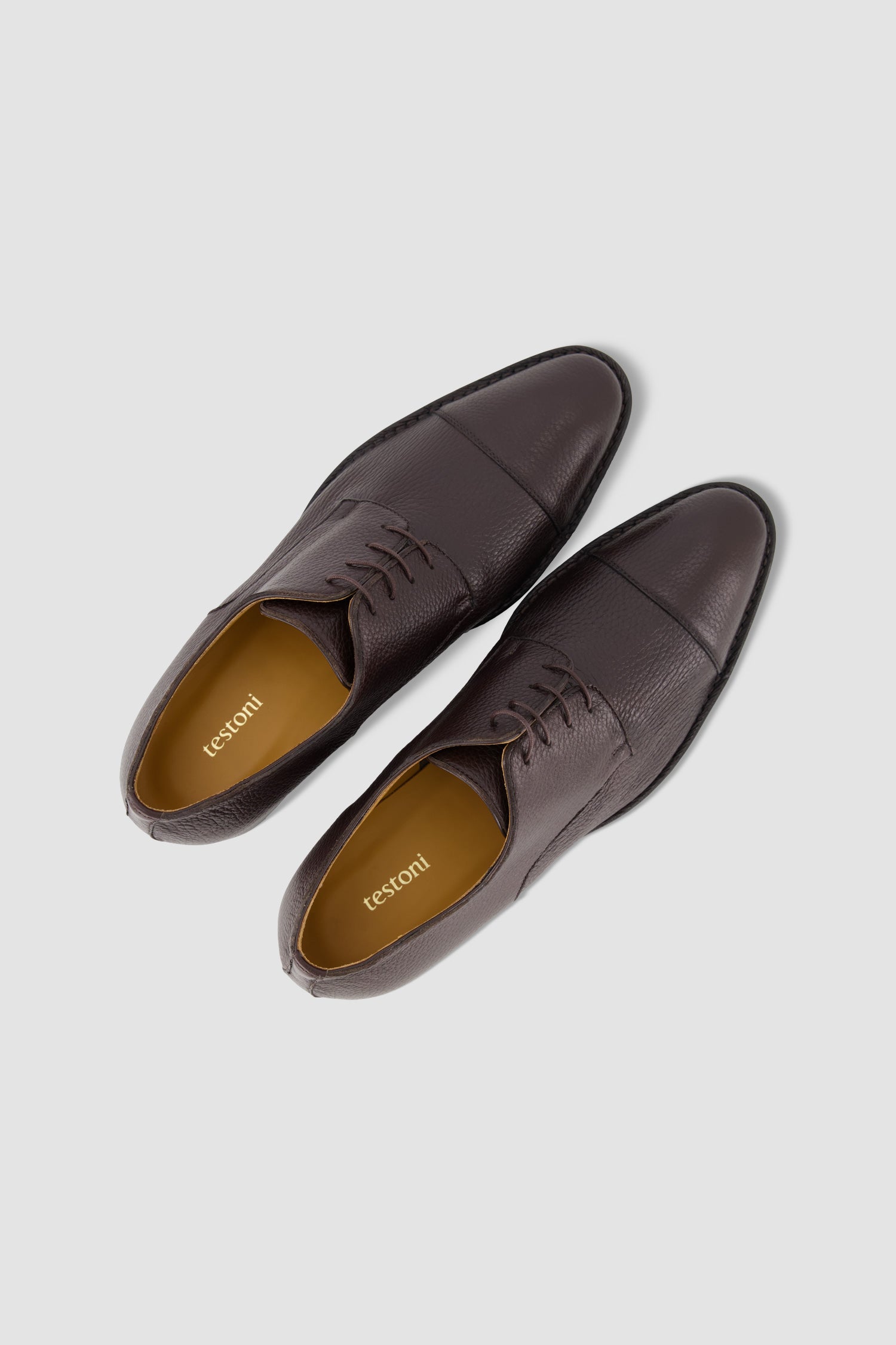 Testoni Cigar Antique Deer Vallebona Derby Shoes - Premium Leather Dress Shoes for Men - Perfect for Business, Formal Events & Weddings