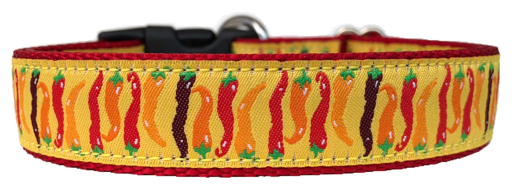 Handmade Chili Peppers Dog Collar for Medium to Large Dogs - USA Crafted Micro Business - Perfect for Walks, Training & Pet Fashion