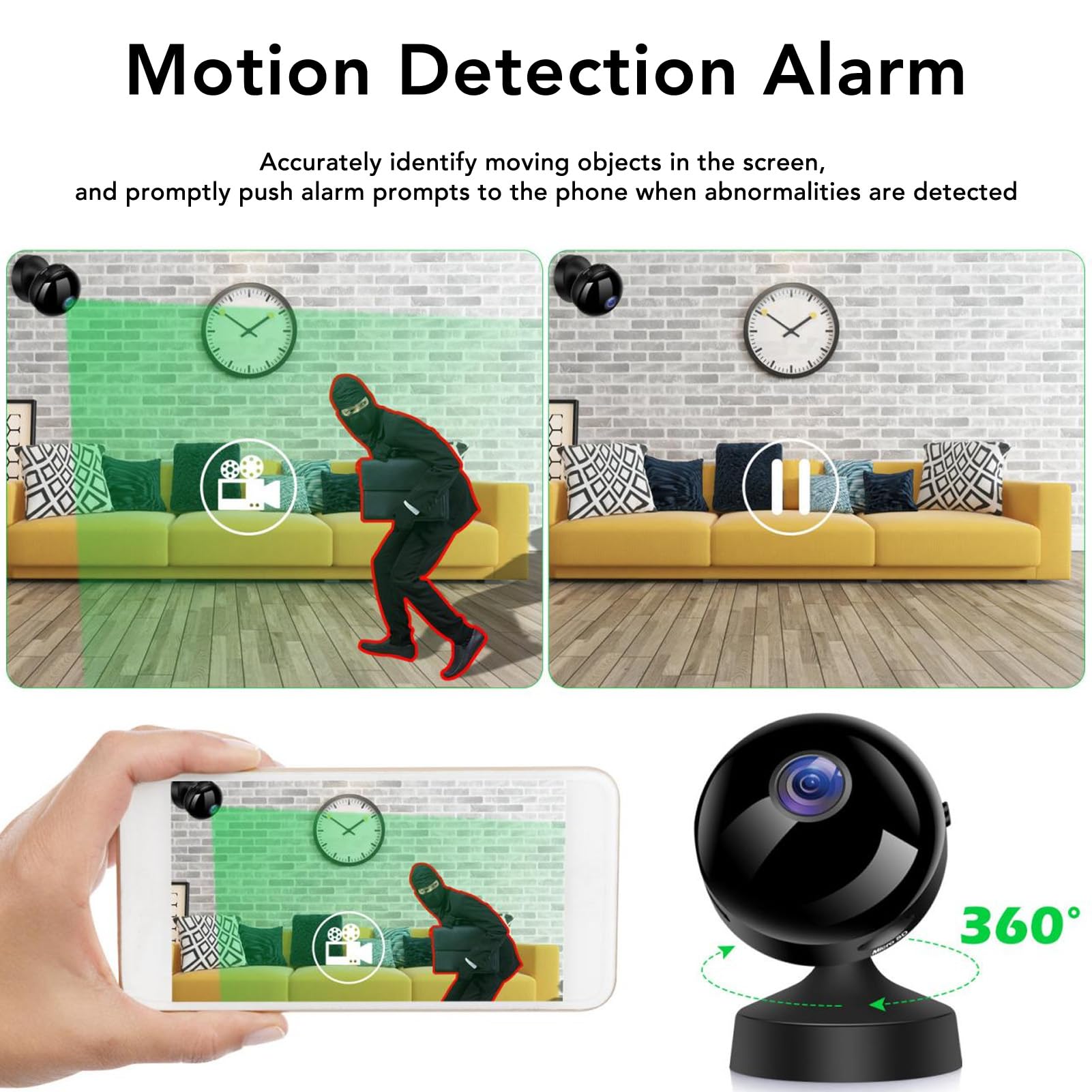 Risegun WiFi Security Camera - 1080P HD Indoor/Outdoor Surveillance Camera with Night Vision, 150° Wide Angle, Motion Detection & Alarm - Perfect for Home Security, Baby Monitoring, and Office Protection