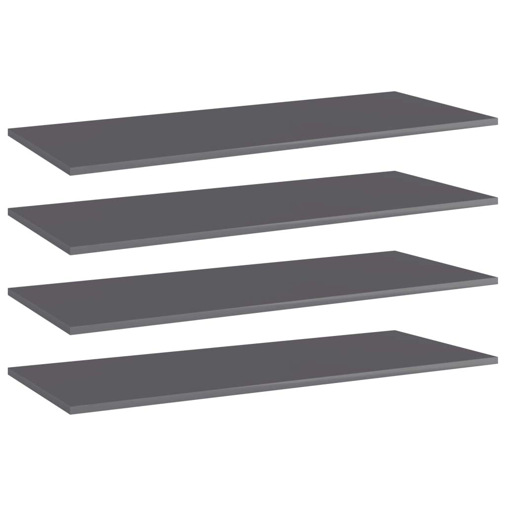 4-Pack High Gloss Gray Bookshelf Replacement Panels - Floating Shelves for Book Storage & Display - Perfect for Home Office, Living Room & Bedroom Organization (Accessories Not Included)