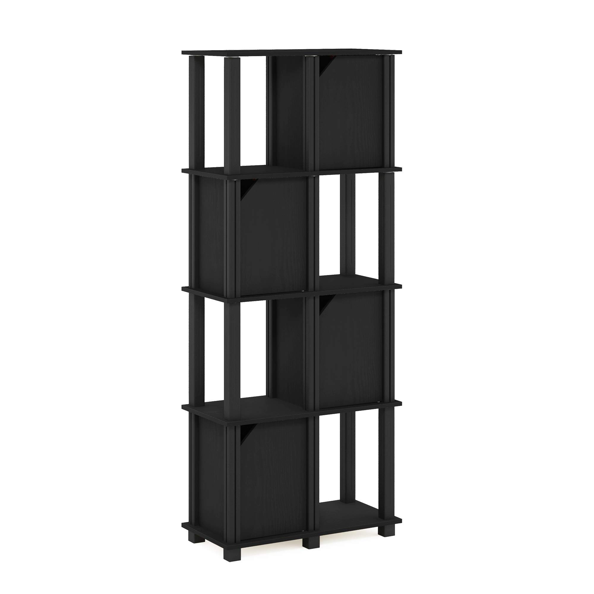 FURINNO Brahms 5-Tier Storage Shelf, Black Oak/Black - Space-Saving Organizer for Living Room, Bedroom, Office & Garage