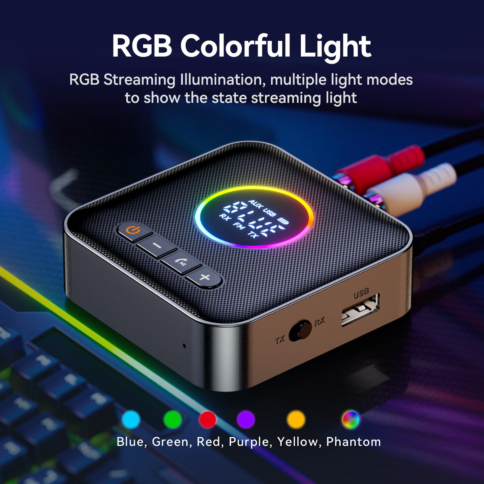 Bluetooth 5.4 Transmitter & Receiver 3-in-1 Adapter | HiFi Audio, FM Transmitter with LED Display | 3.5mm AUX, RCA, USB | for TV, Car, PC, Home Stereo, Speakers | Perfect for Streaming, Hands-Free Calls, and Wireless Audio