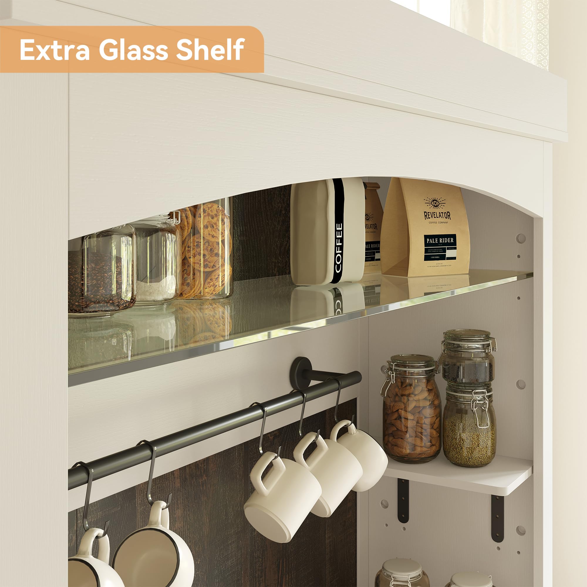 Farmhouse Coffee Bar Cabinet with Storage - 72