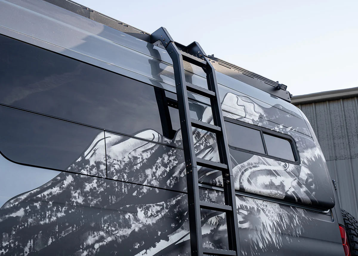ROAMBUILT Flatpack Side Ladder for 2007-2023 Mercedes Sprinter Vans | Heavy Duty Aluminum Roof Rack Accessory | Perfect for Camping, Off-Road Adventures & Van Life