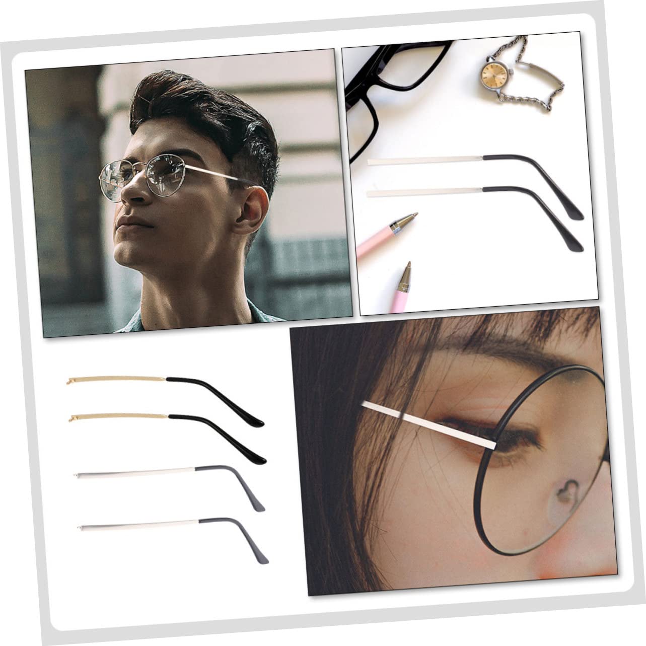 BCOATH 2 Pairs Glasses Replacement Arms - Metal Temple for Men & Women - Perfect for Repairing Sunglasses