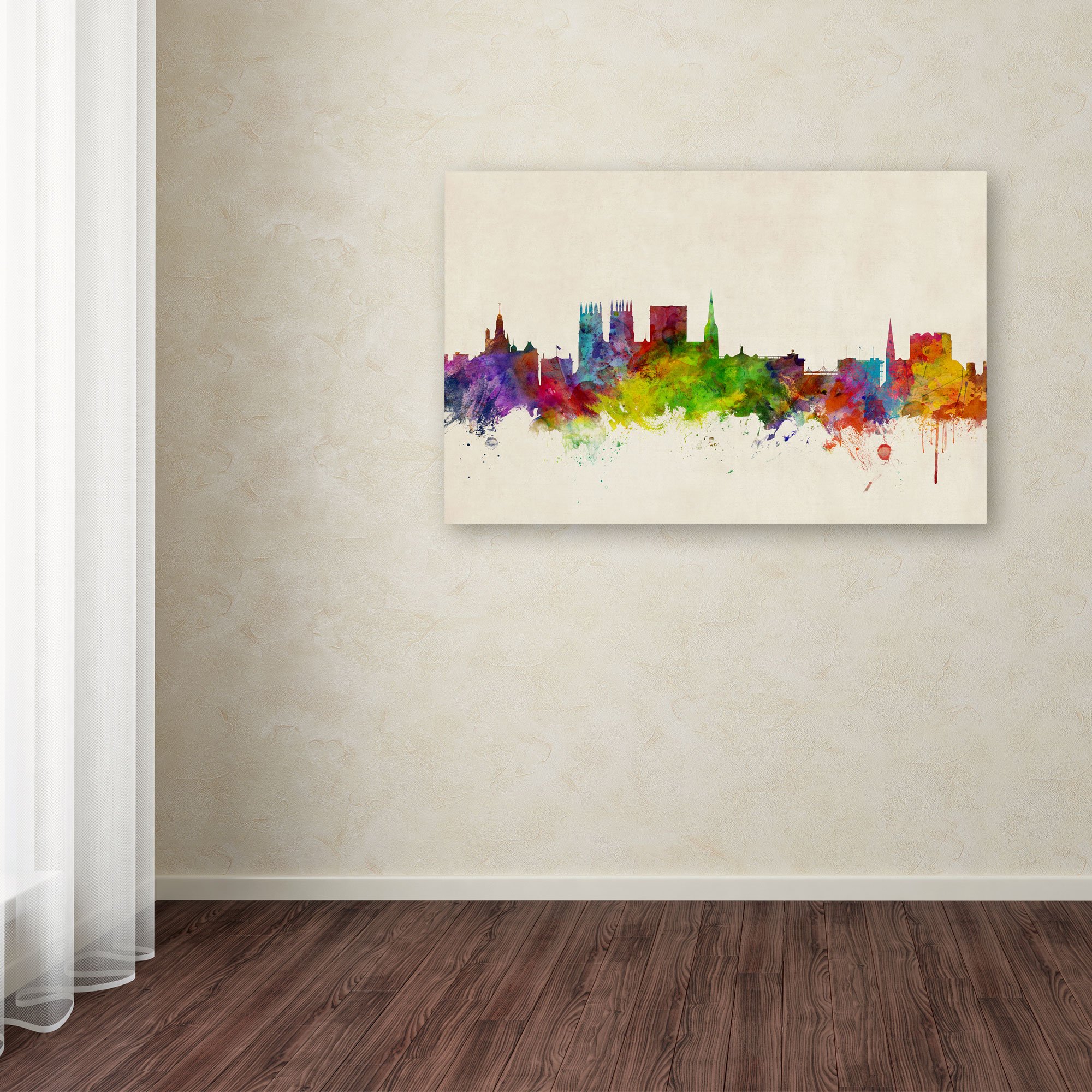 Michael Tompsett York England Skyline Canvas Art Print - 30x47 Inch Wall Decor for Living Room, Office & Bedroom | Modern Cityscape Painting for Home & Office Decor