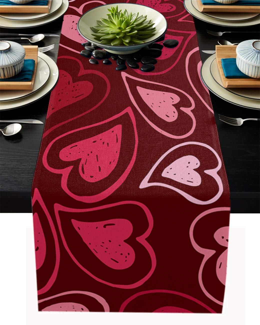 108-Inch Cotton Linen Table Runner - Elegant Decorative Tablecloth for Dining Table, Kitchen & Bedroom | Perfect for Valentine's Day, Weddings & Home Decor