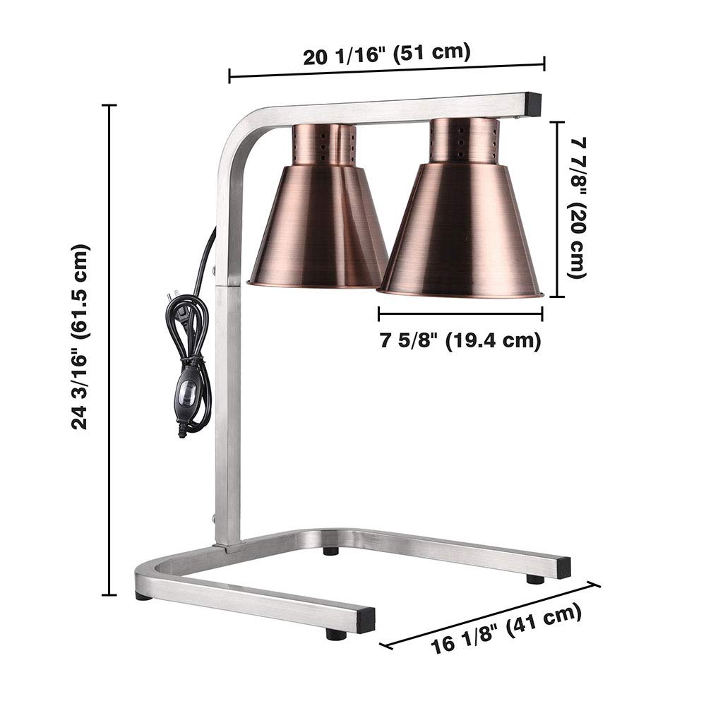 WeChef Commercial Heat Lamp - 2-Bulb Countertop Food Warmer for Buffet, Restaurants & Food Courts | Keep Meals Warm for Serving & Display