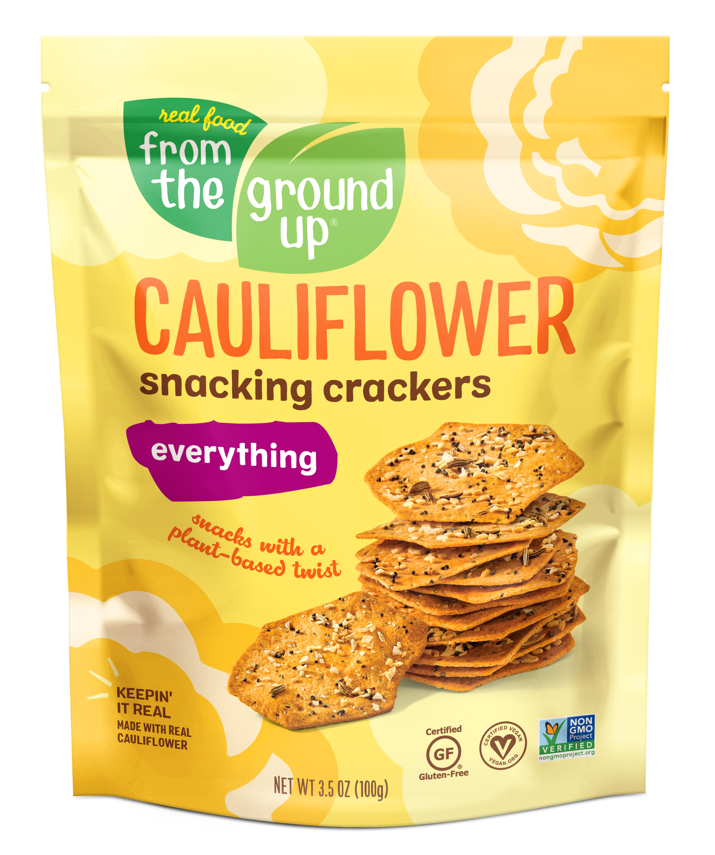 Organic Cauliflower Snacking Crackers - Gluten-Free, Vegan, Low Carb Healthy Snack for Weight Loss & Keto Diet - Perfect for On-the-Go, Office, School & Road Trips