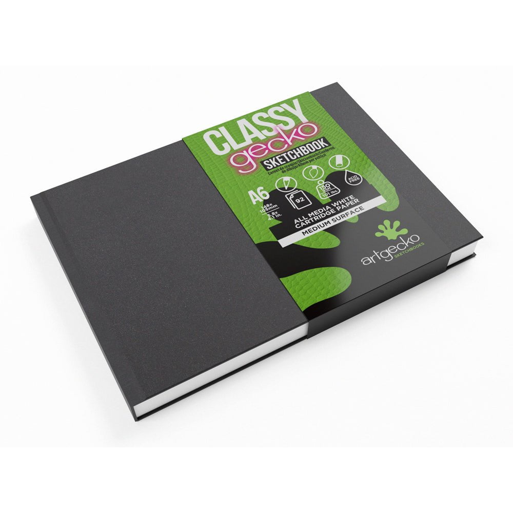 Artgecko Premium A6 Landscape Sketchbook - 92 Pages (46 Sheets) 150gsm White Paper - Perfect for Artists, Travelers & Sketching Outdoors