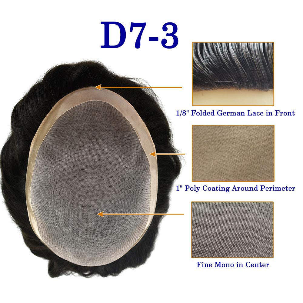 Premium Mono Human Hair Toupee for Men - Natural Jet Black Replacement Wig with NPU Monofilament Base (10x7, Light-Medium Density) - Perfect for Daily Wear, Special Occasions & Hair Loss Solutions