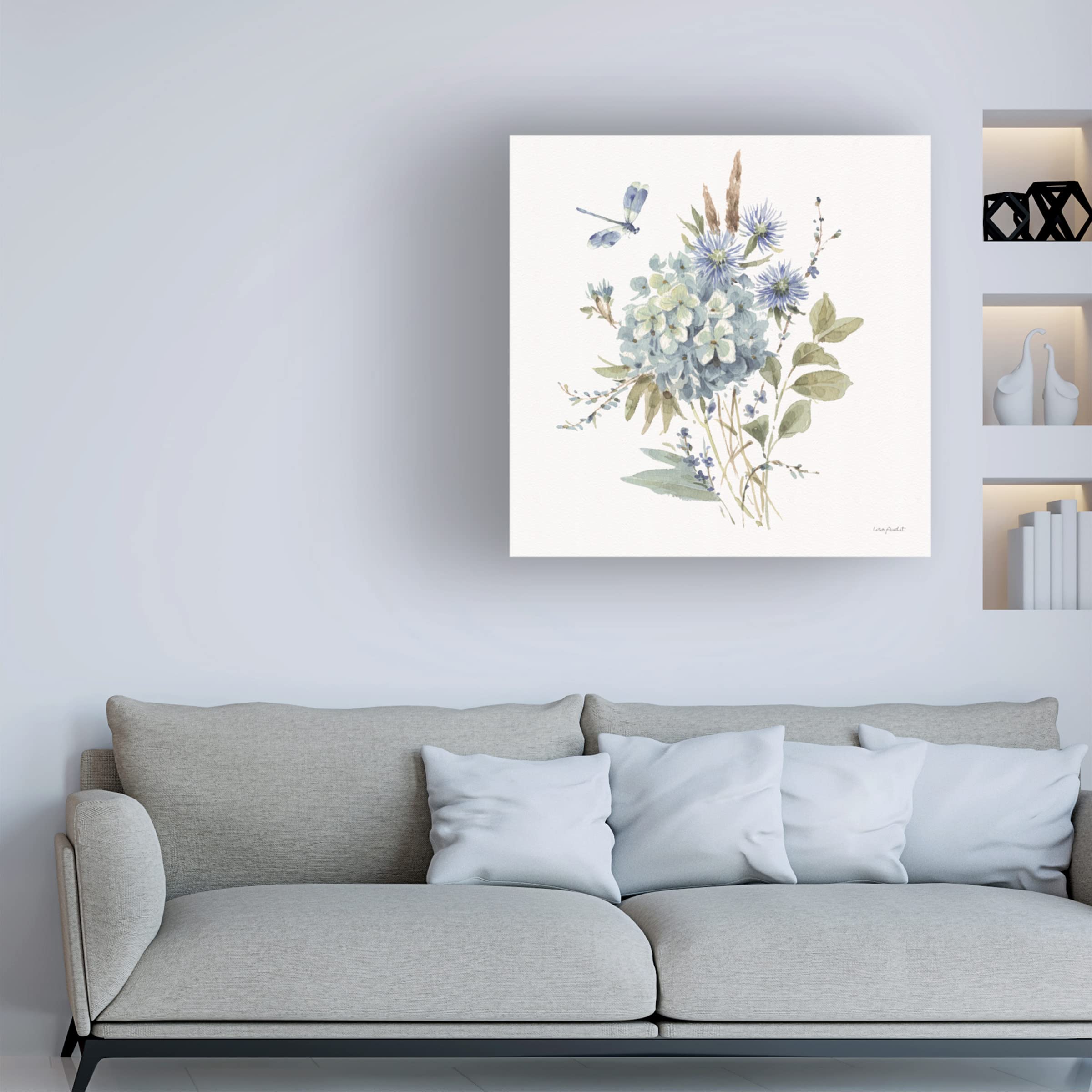 Lisa Audit Bohemian Blue 04 on White Canvas Wall Art Print - Modern Abstract Painting for Living Room, Bedroom & Office Decor