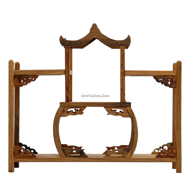 Premium Wenge Wood Pavilion-Shaped Tea Set Stand - Elegant Display for Tea Ceremonies, Home Decor & Gift Giving