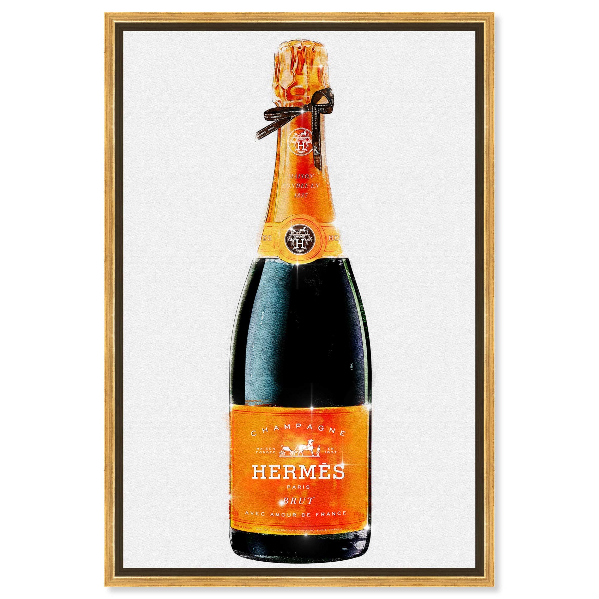 Oliver Gal Artist Co. 'Parisian Luxe Champagne' Framed Wall Art Canvas Print - 10x15 Inches Fashion Glam Home Decor for Living Room, Bedroom & Office
