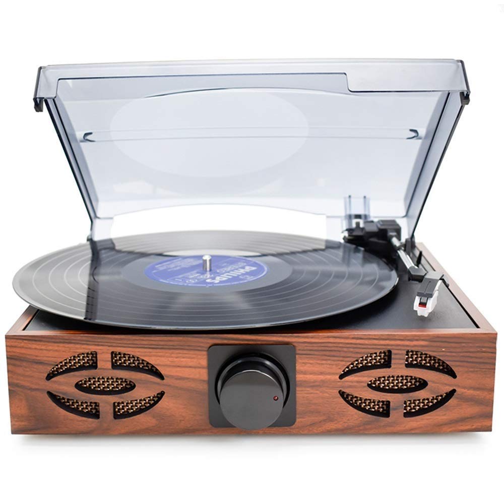 WSMLA Wireless Portable Record Player with Built-in Stereo Speakers - 3-Speed Belt-Drive Turntable for Vinyl Records | Perfect for Home, Office & Retro Music Lovers