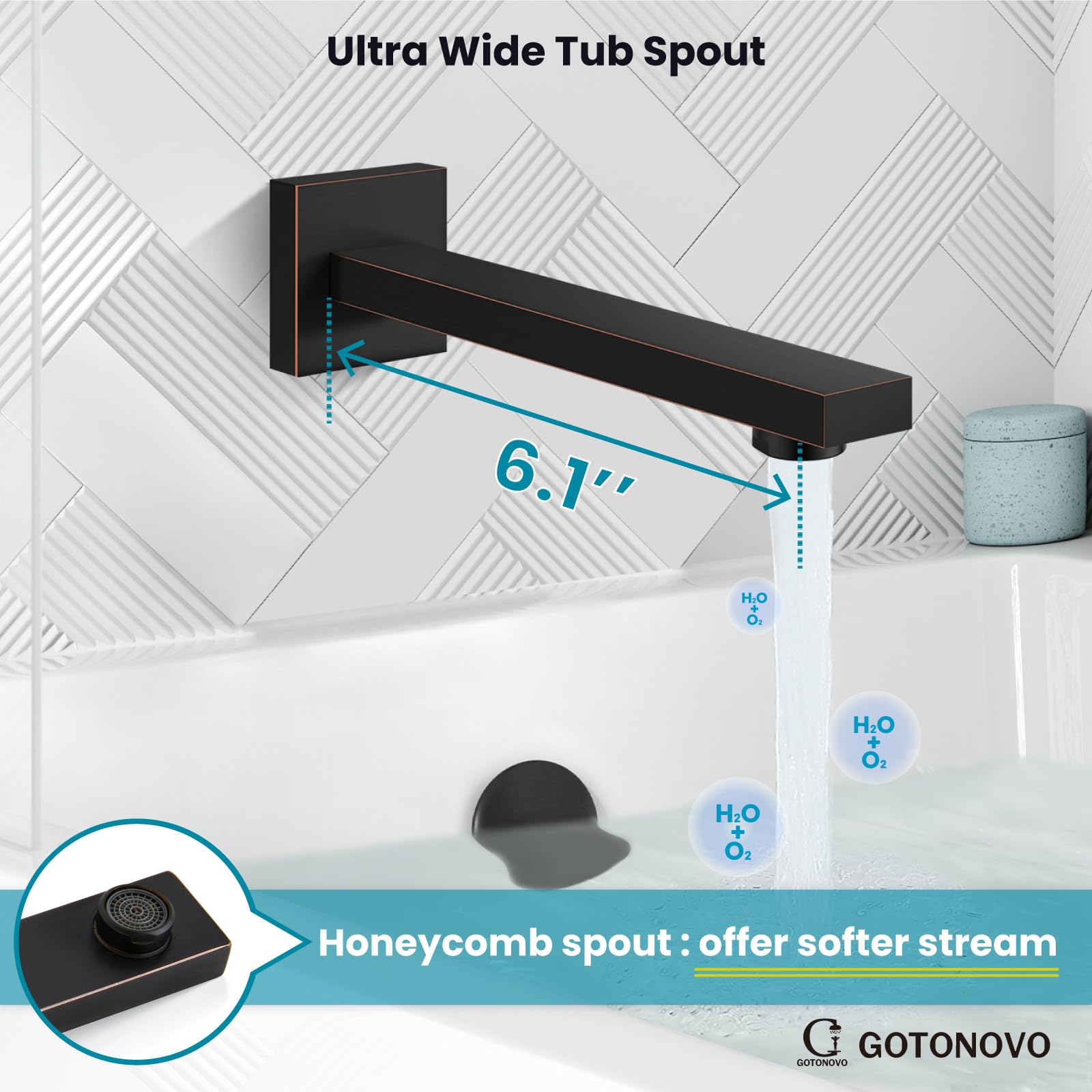 Gotonovo 3-Function Wall Mounted Shower System Set with Rainfall Shower Head, Handheld Spray, Tub Spout & Rough-in Valve - Oil Rubbed Bronze Finish for Bathroom Renovation & Luxury Spa Experience (12 Inch)
