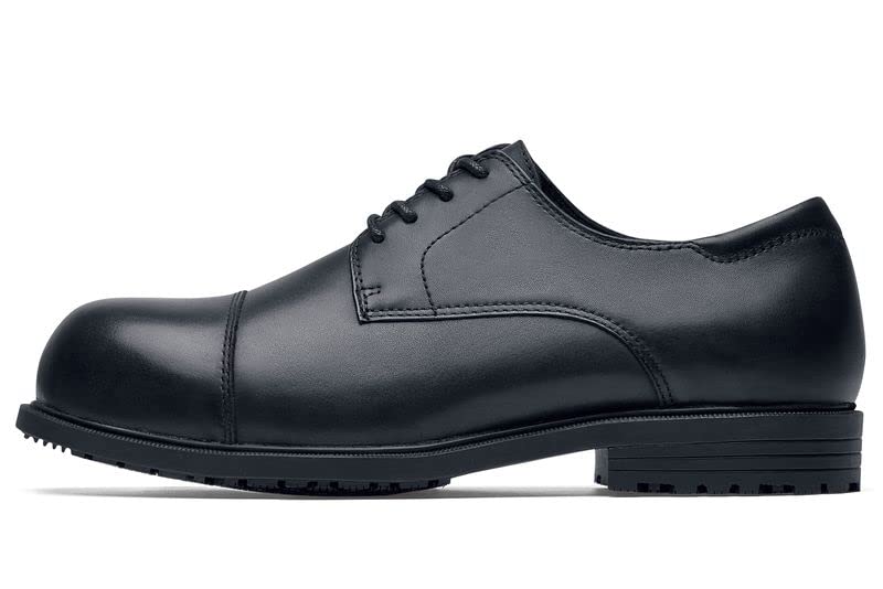 Shoes for Crews Senator Men's Nano Composite Toe (NCT) Slip Resistant Waterproof Black Dress Work Shoes Size 8.5 - Ideal for Restaurant, Hospitality & Healthcare Professionals