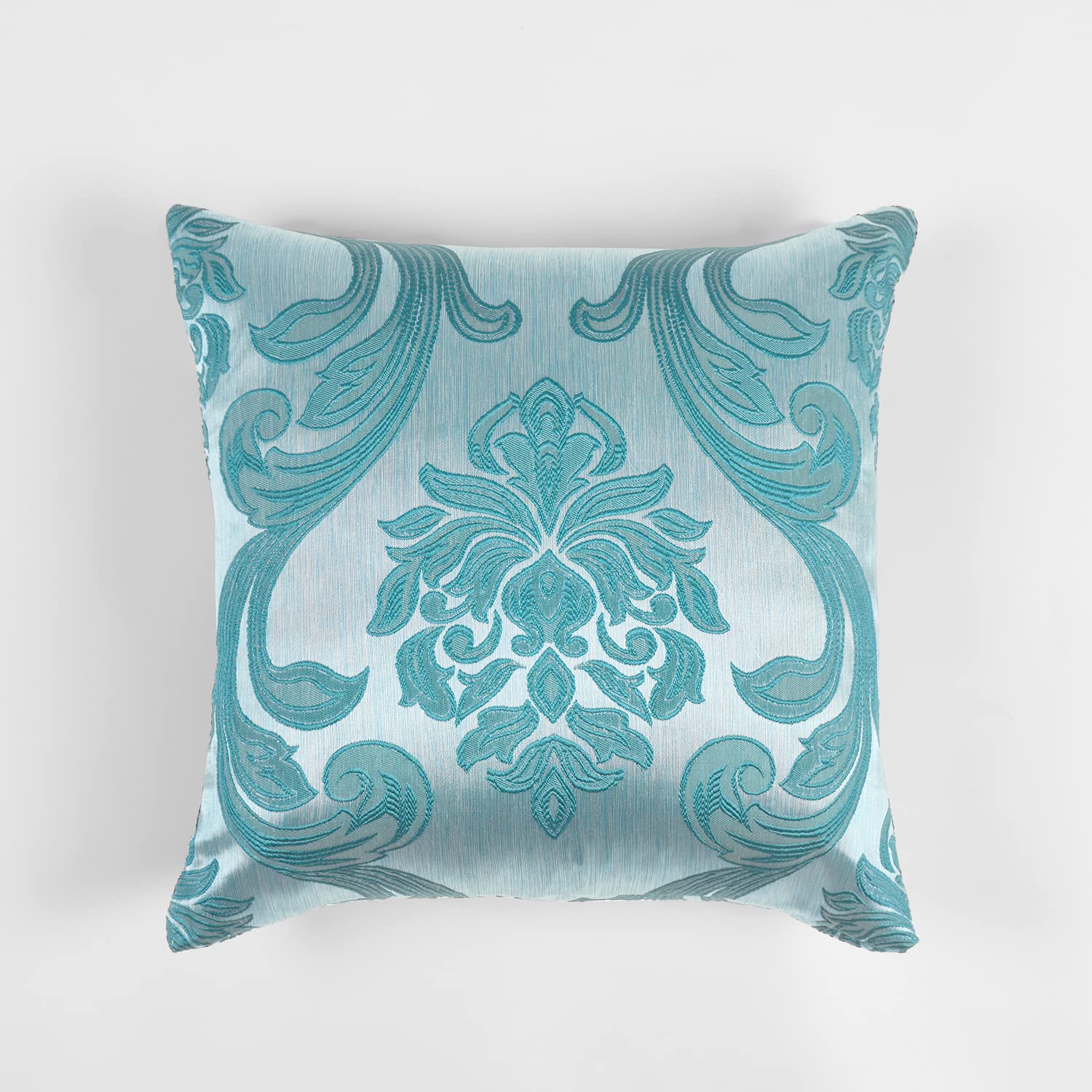 NAPEARL Jacquard Throw Pillow Covers Set of 2 - 16x16 Inch Teal Decorative Cushion Covers for Sofa, Couch & Bed - Elegant Living Room Home Decor for Modern & Cozy Spaces